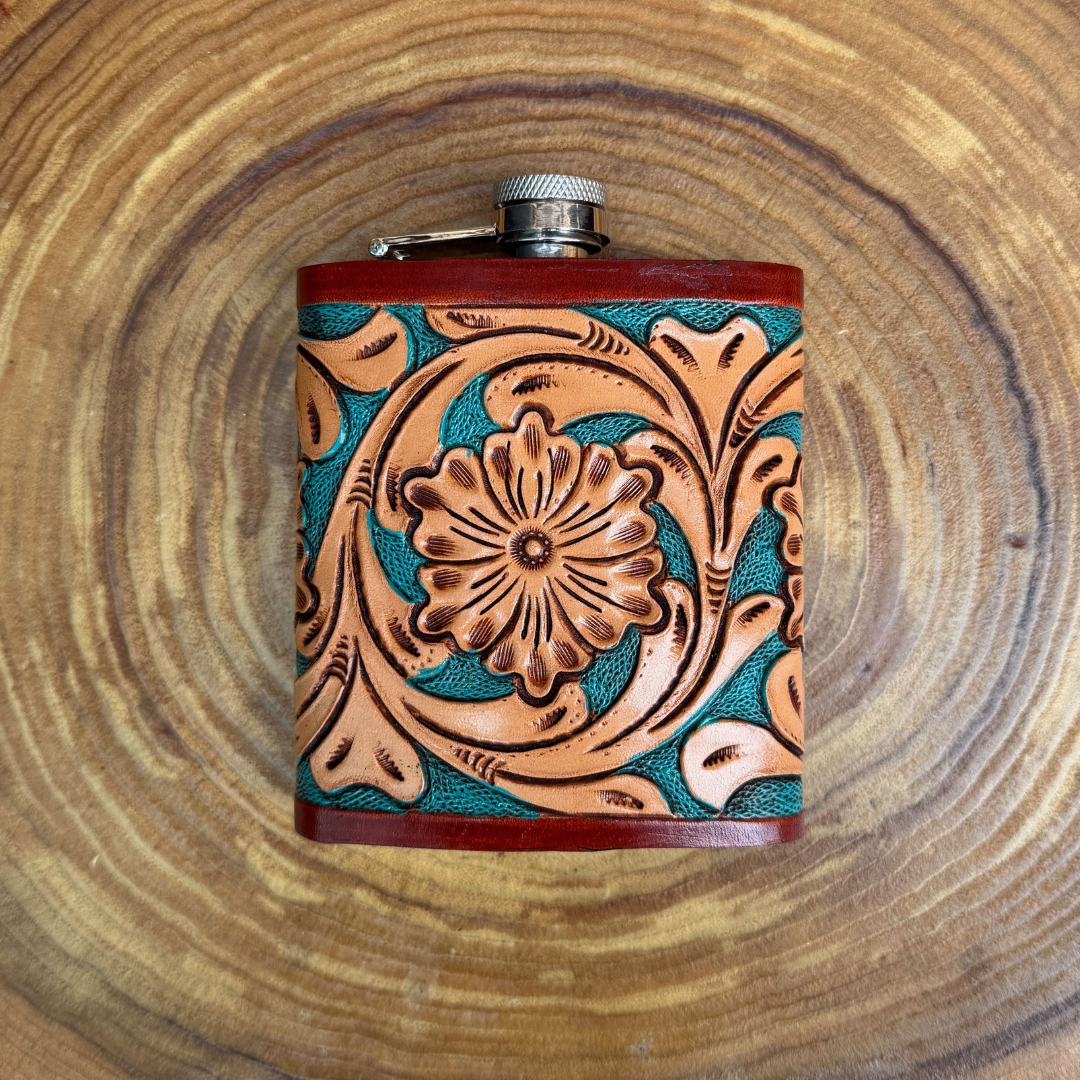 Outback King | Flask | Turquoise Relief Floral