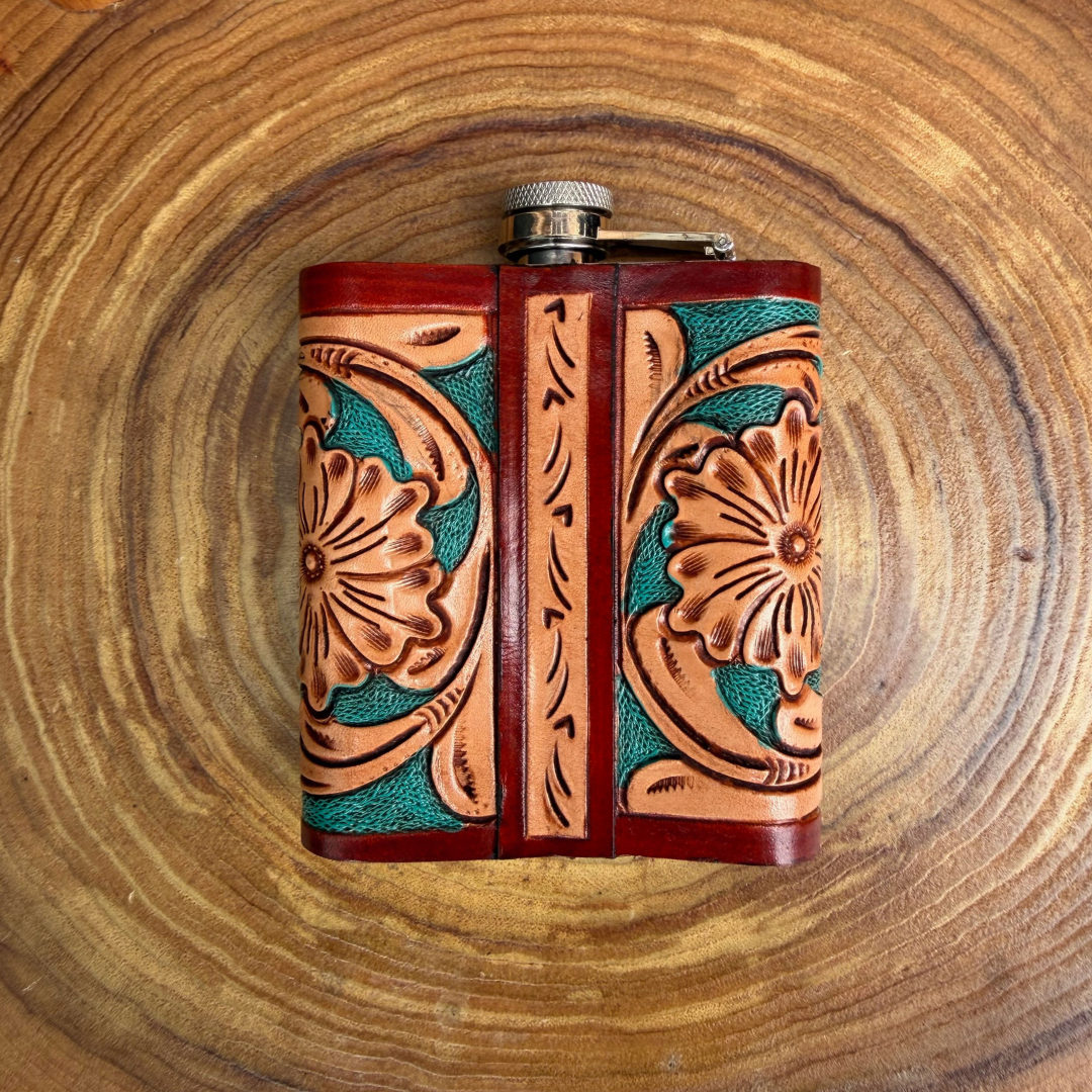 Outback King | Flask | Turquoise Relief Floral