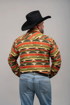 Outback King | Men's Frontier Shirt | Navaho Green/Red Flannel