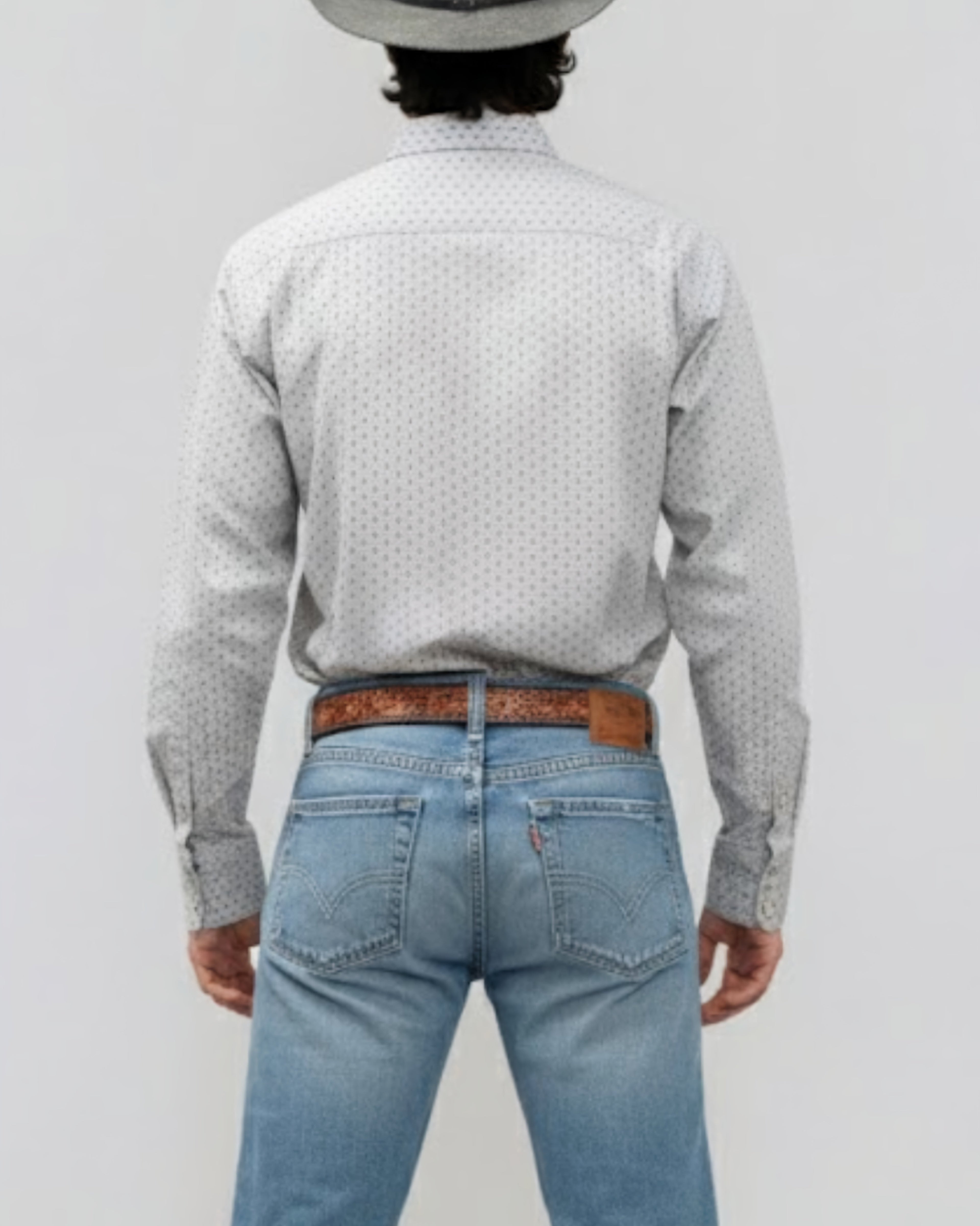 Outback King | Men's Frontier Shirt | White Grid Stars