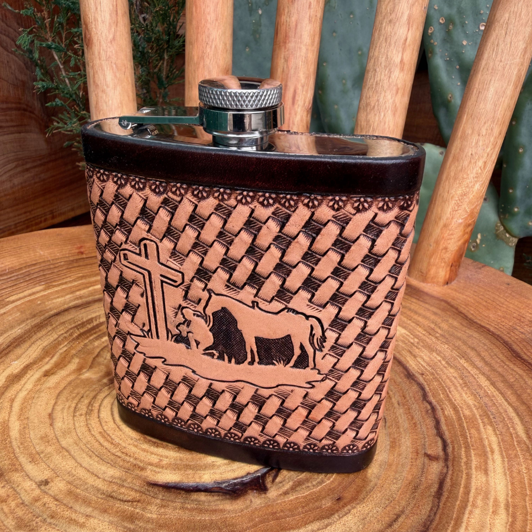 Outback King | Flask | Tooled Cross & Stallion