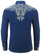 Outback King | Men's Ranger Embroidery Cowboy Shirt | Navy Blue