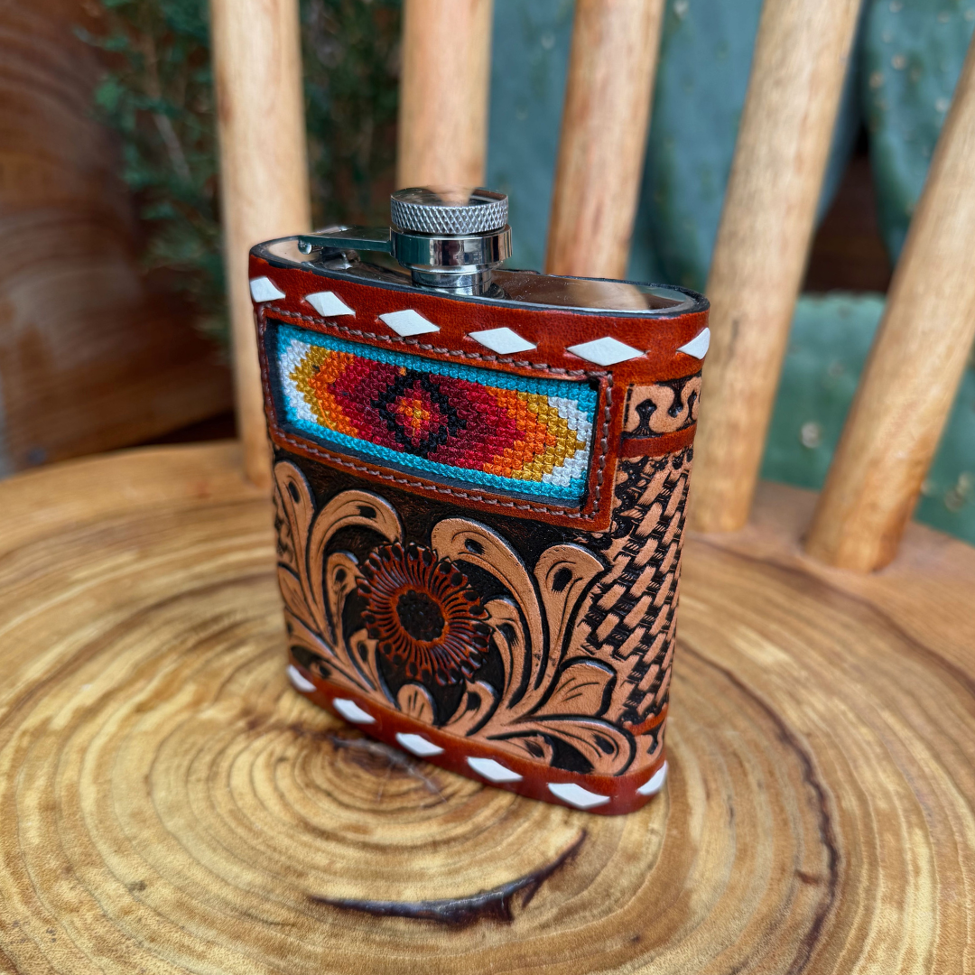 Outback King | Flask | Tribal Inlay & Mixed Tooling