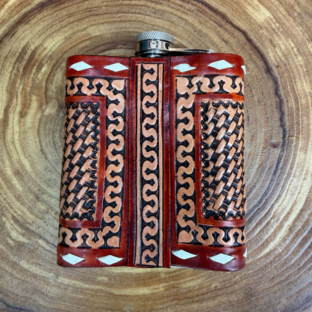 Outback King | Flask | Tribal Inlay & Mixed Tooling