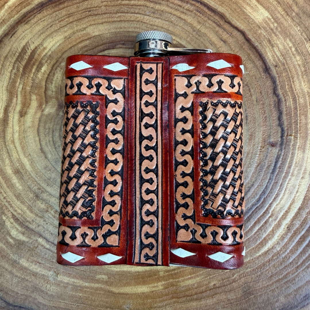 Outback King | Flask | Tribal Inlay & Mixed Tooling