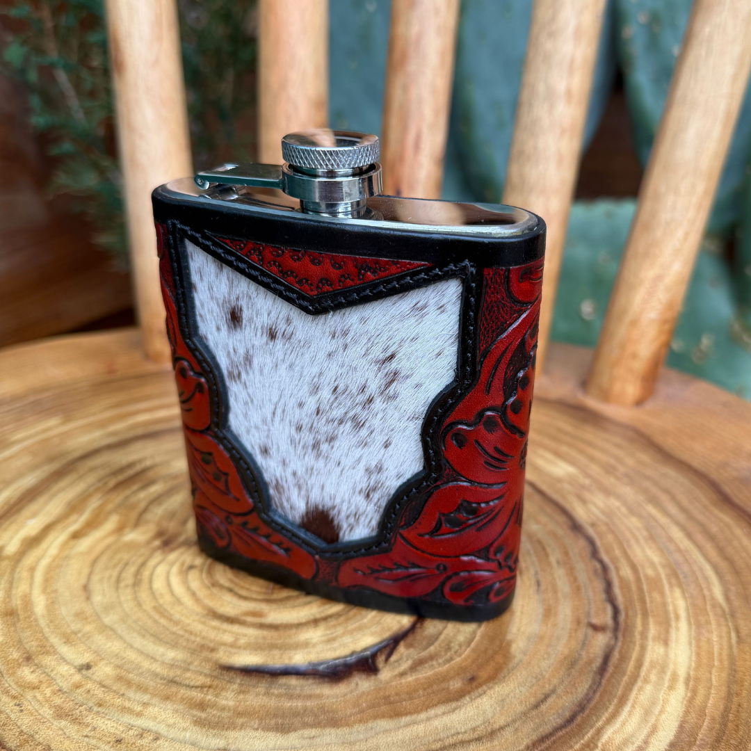 Outback King | Flask | Tooled Oxblood & Cowhide