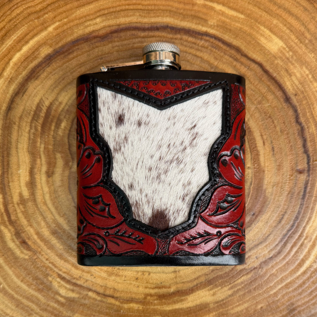 Outback King | Flask | Tooled Oxblood & Cowhide