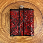 Outback King | Flask | Tooled Oxblood & Cowhide