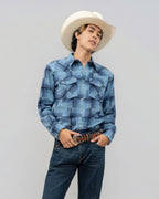 Outback King | Men's Frontier Shirt | Blue Patchwork Flannel