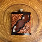 Outback King | Flask | Tooled Floral & Cowhide