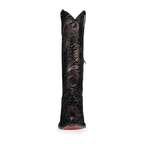 Corral | Stamped Floral Suede Tall Top | Snip Toe | Black/Gold