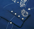 Outback King | Men's Ranger Embroidery Cowboy Shirt | Navy Blue