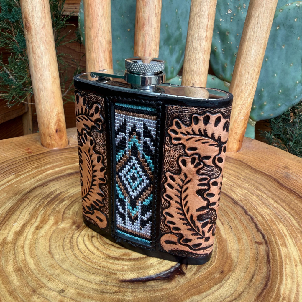 Outback King | Flask | Beaded Diamond & Scroll