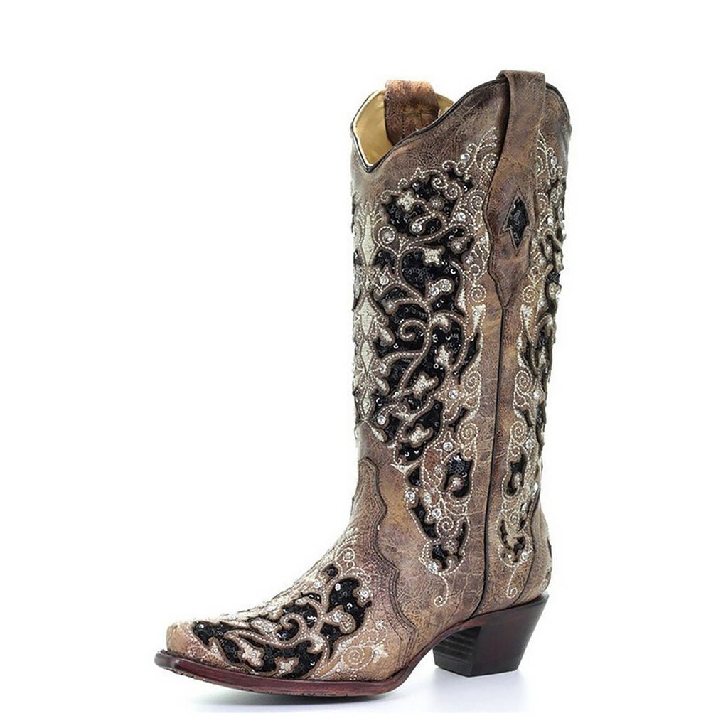 Corral | Embroidered Black Sequin Inlay | Brown *In Stock Now - Outback Traders Australia