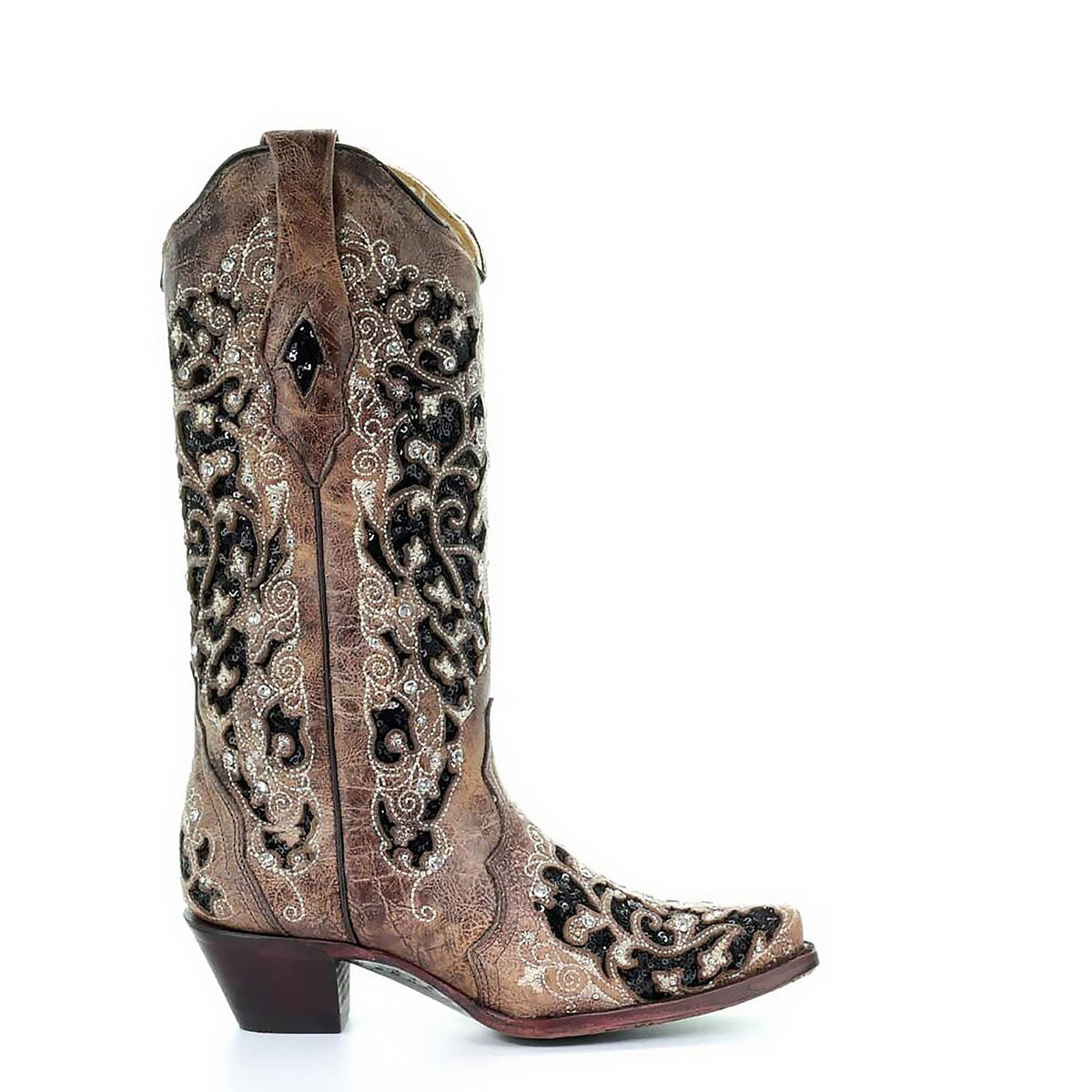 Corral | Embroidered Black Sequin Inlay | Brown *In Stock Now - Outback Traders Australia