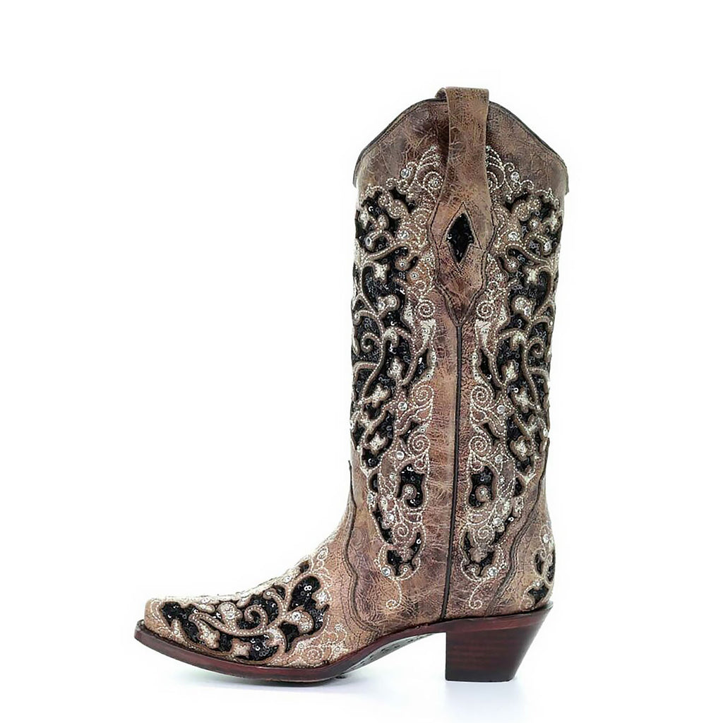 Corral | Embroidered Black Sequin Inlay | Brown *In Stock Now - Outback Traders Australia
