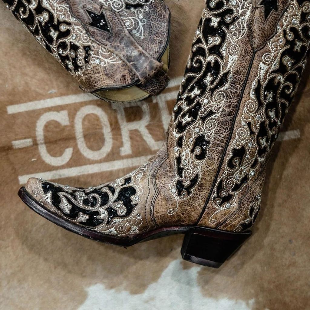 Corral | Embroidered Black Sequin Inlay | Brown *In Stock Now - Outback Traders Australia