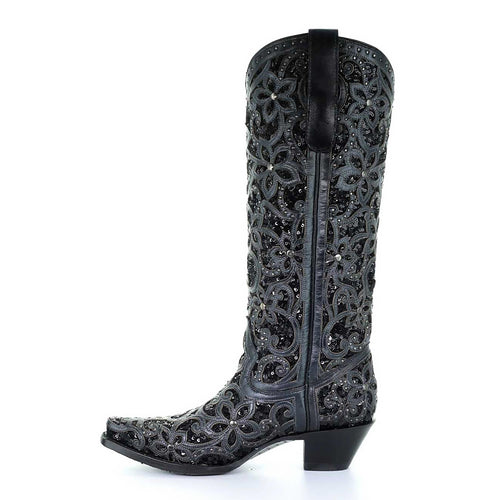 Corral | Tall Top with Full Inlay & Studs | Black - Outback Traders Australia