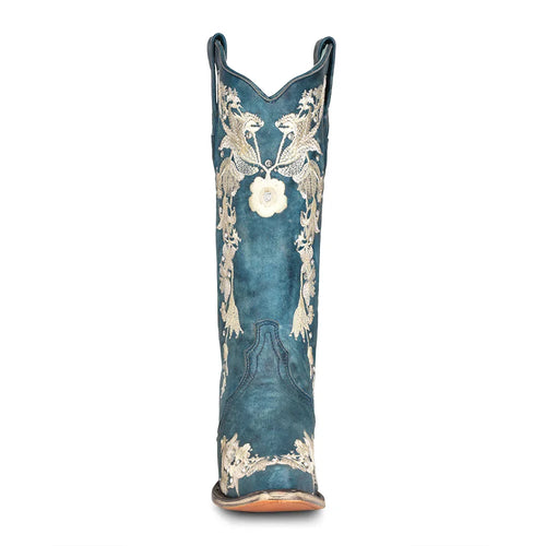 Corral | Studs & Floral Embroidery & Crystals | Navy Blue