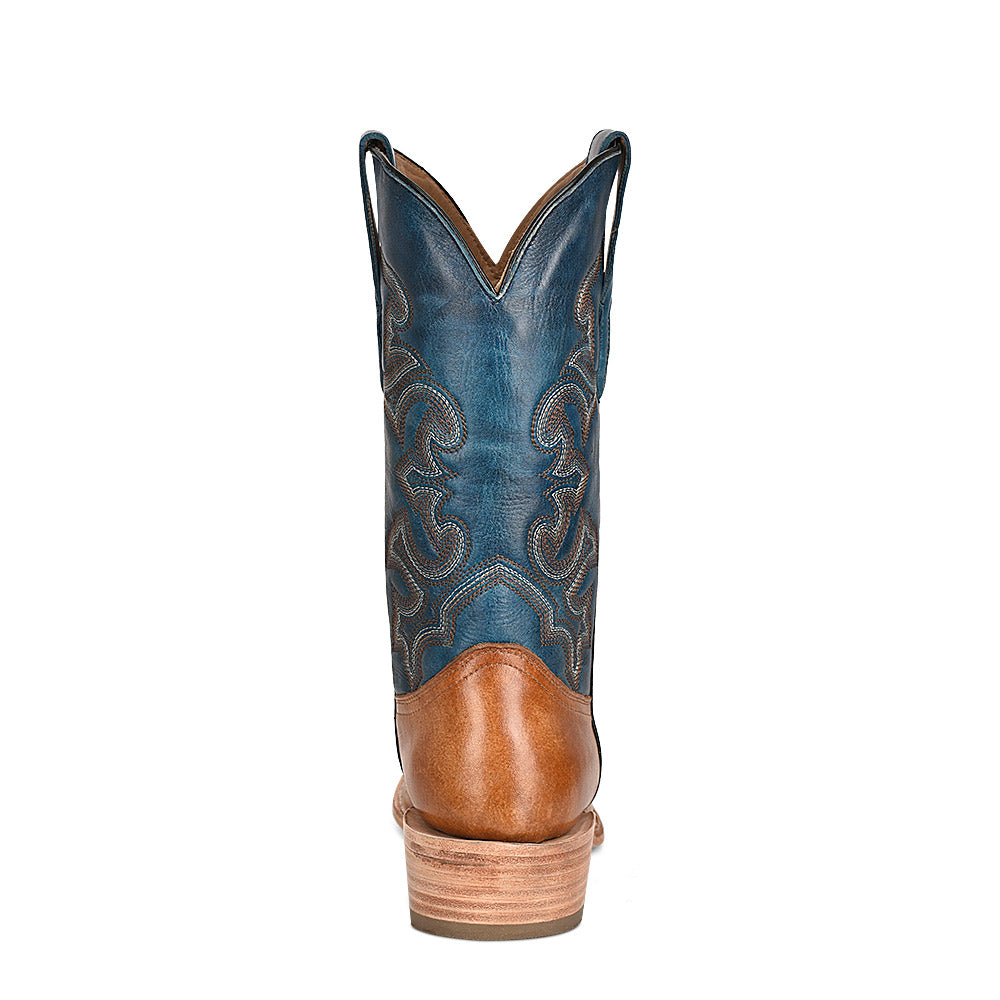 Corral Men's | Embroidery Horseman Toe | Narrow Square Toe | Sand/Navy Blue