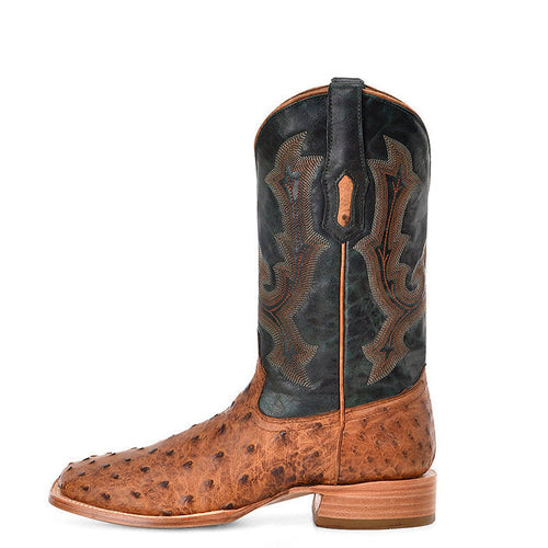 Corral Men's | Ostrich Embroidery | Wide Square Toe | Tan-Olive Green