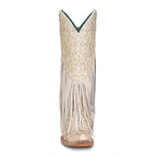 Corral | Lamb Overlay & Embroidery & Fringes | Snip Toe | White