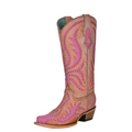 Corral | Overlay & Fluorescent Embroidery & Studs - Neon Black Light | Snip Toe | Pink