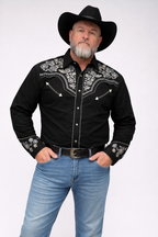 Outback King | Men's Ranger Embroidery Cowboy Shirt | Midnight Embroidery