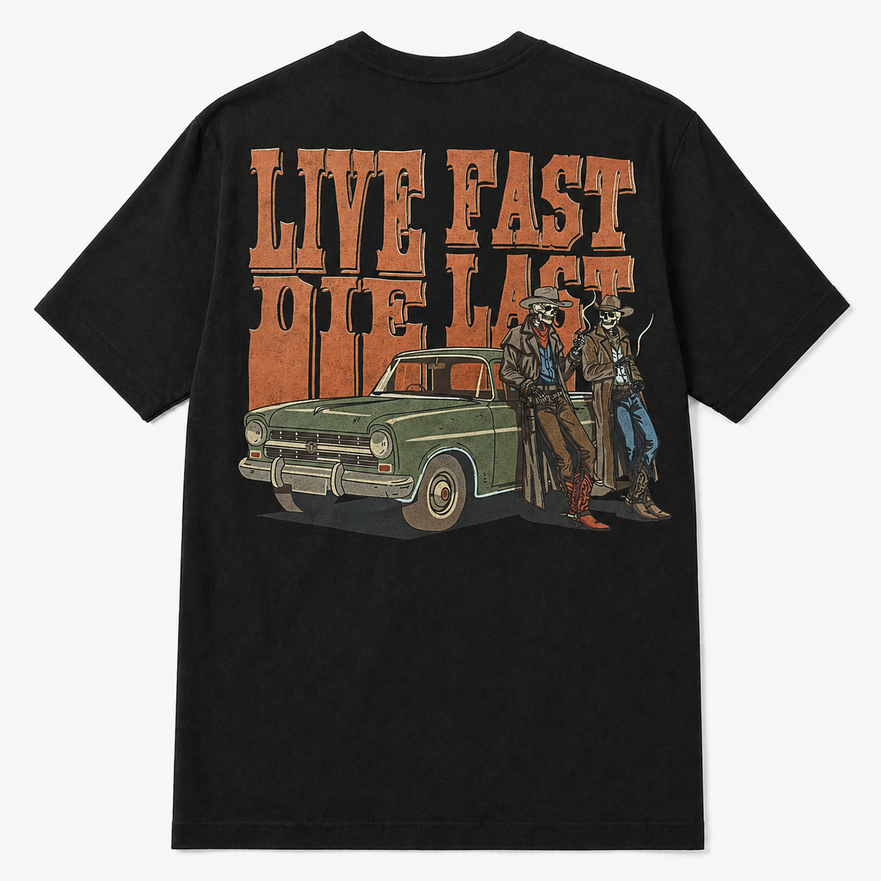 Outback King | Live Fast Die Last | Cowboy Fit T-Shirt | Pitch Black