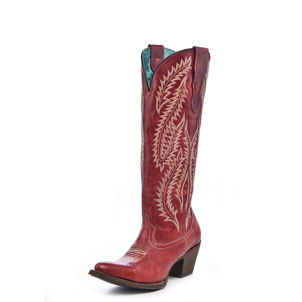 Corral | Embroidery Tall Top | J Toe | Red