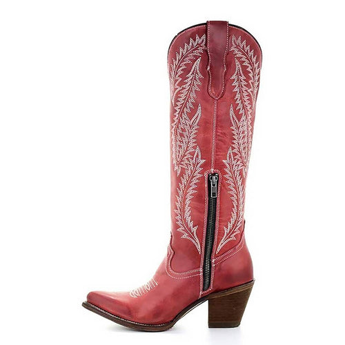 Corral | Embroidery Tall Top | J Toe | Red