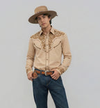 Outback King | Men's Ranger Embroidery Cowboy Shirt | Desert Khaki