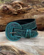 Outback King | Carved Tool Western Belt | Turquoise Trail