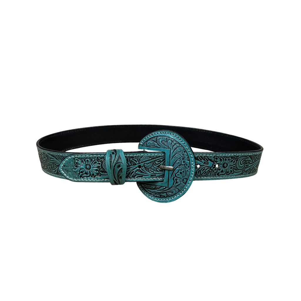 Outback King | Carved Tool Western Belt | Turquoise Trail