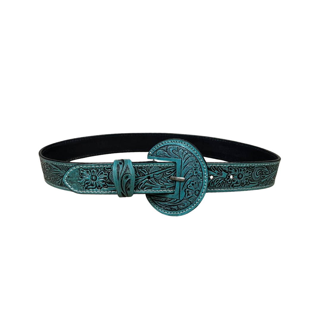 Outback King | Carved Tool Western Belt | Turquoise Trail