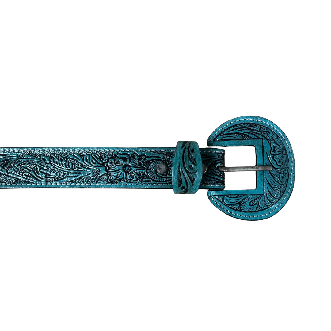 Outback King | Carved Tool Western Belt | Turquoise Trail