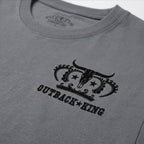 Gray t-shirt with black 'Outback King' logo on a plain background