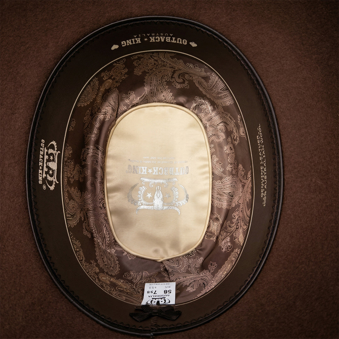 Outback King | Luxury Wool Felt | Gun Smoke | Chocolate