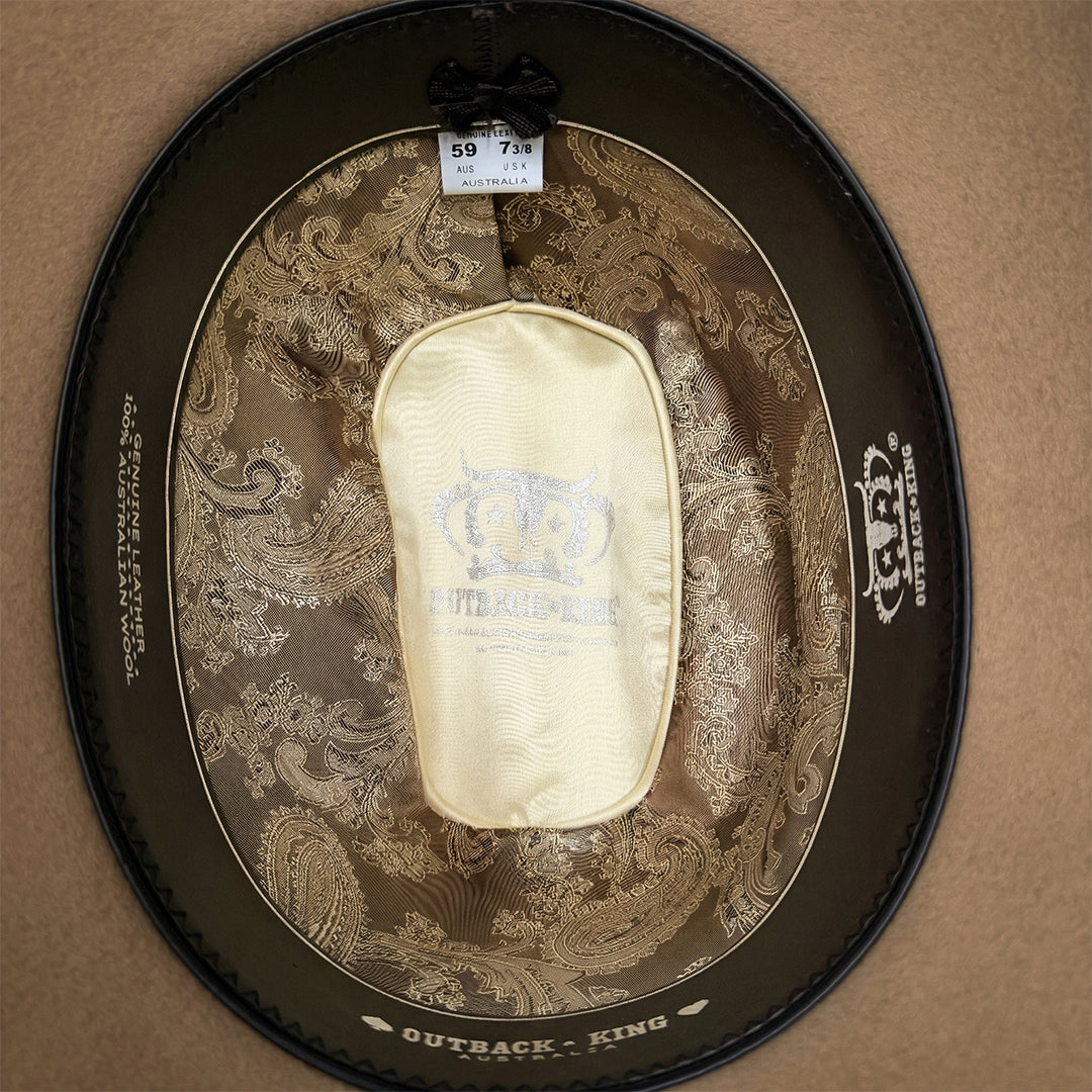 Outback King | Luxury Wool Felt | Gun Smoke | Sand