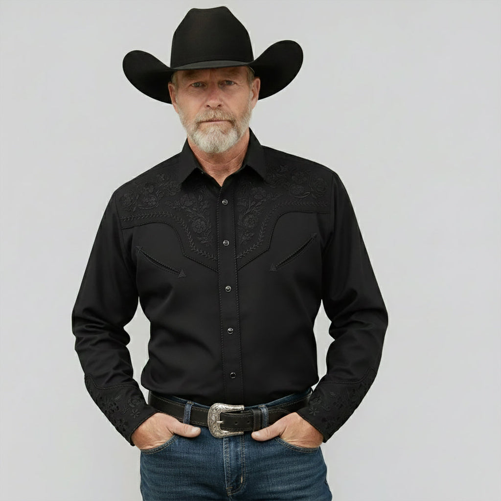 Outback King | Men's Ranger Embroidery Cowboy Shirt | Midnight Shadow