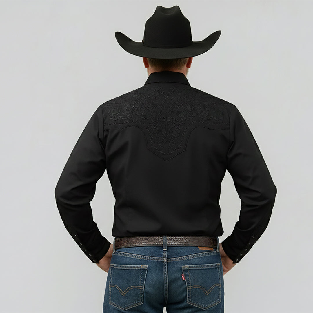 Outback King | Men's Ranger Embroidery Cowboy Shirt | Midnight Shadow