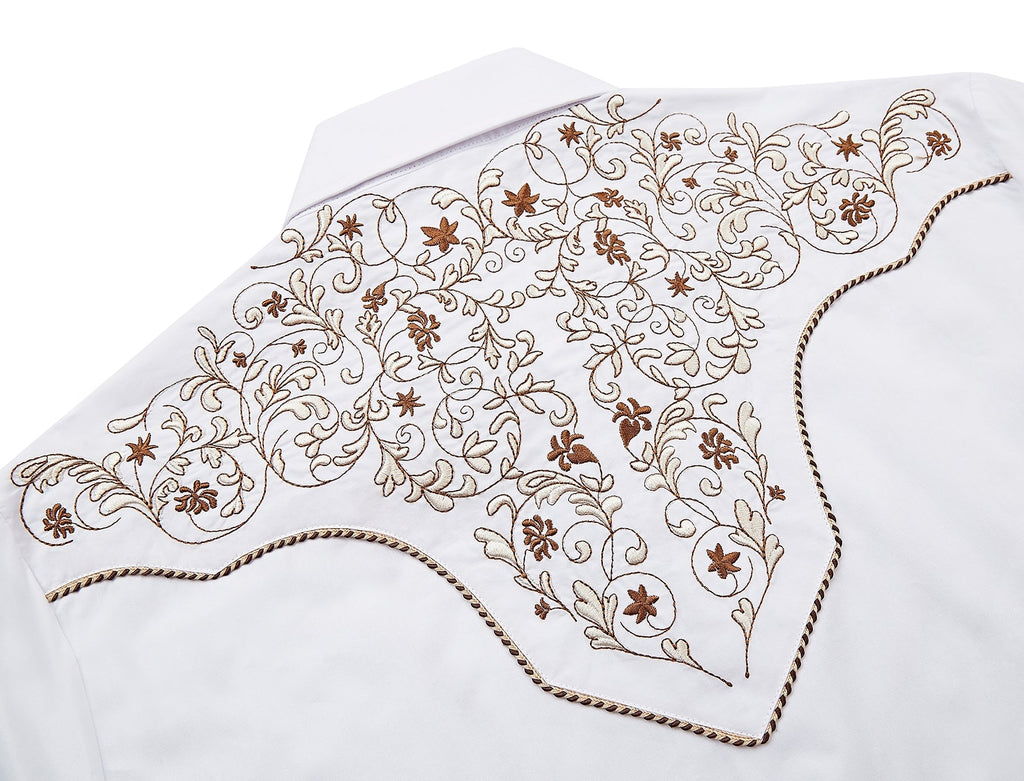 Outback King | Men's Ranger Embroidery Cowboy Shirt | Saddle Ivory