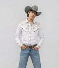 Outback King | Men's Ranger Embroidery Cowboy Shirt | Saddle Ivory