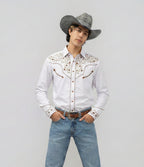 Outback King | Men's Ranger Embroidery Cowboy Shirt | Saddle Ivory