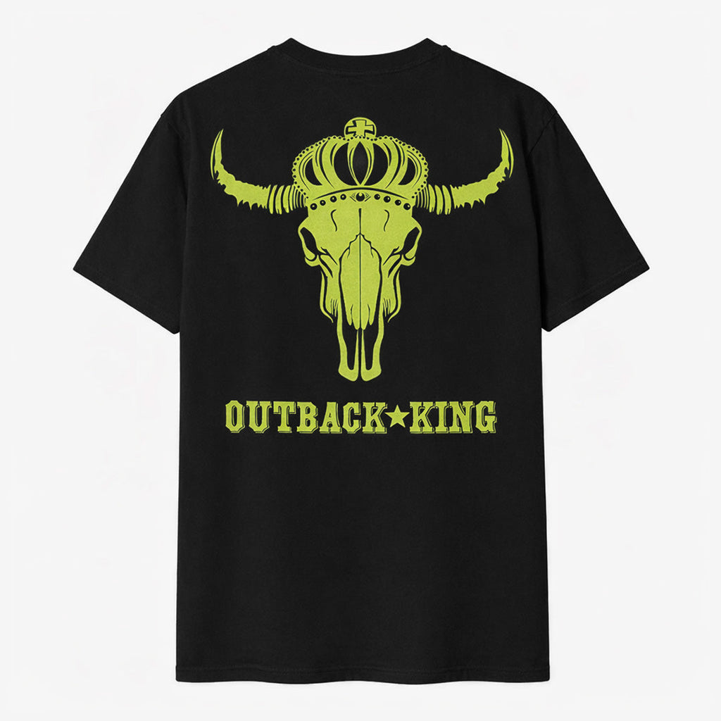Outback King | Neon Skull King | Western Cowboy Fit T-Shirt | Pitch Black