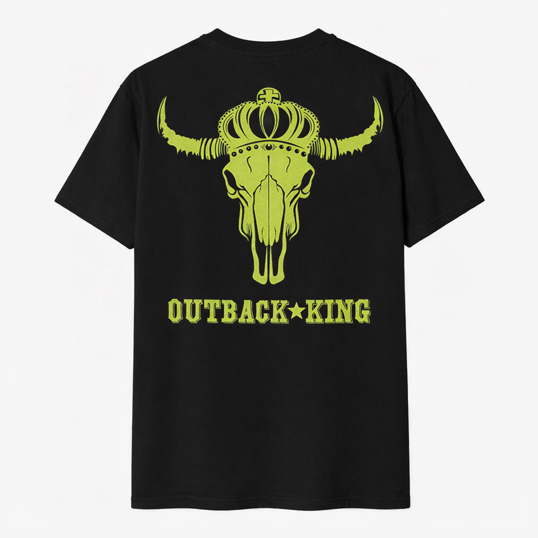 Outback King | Neon Skull King | Western Cowboy Fit T-Shirt | Pitch Black