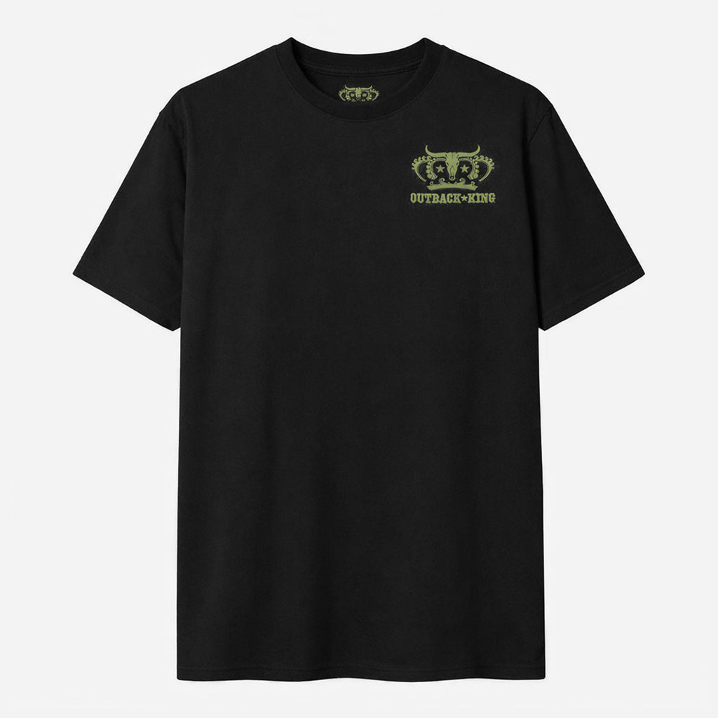 Outback King | Neon Skull King | Western Cowboy Fit T-Shirt | Pitch Black