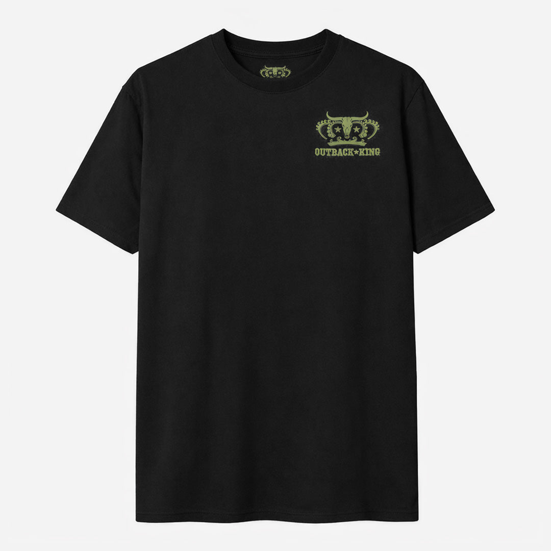 Outback King | Neon Skull King | Western Cowboy Fit T-Shirt | Pitch Black