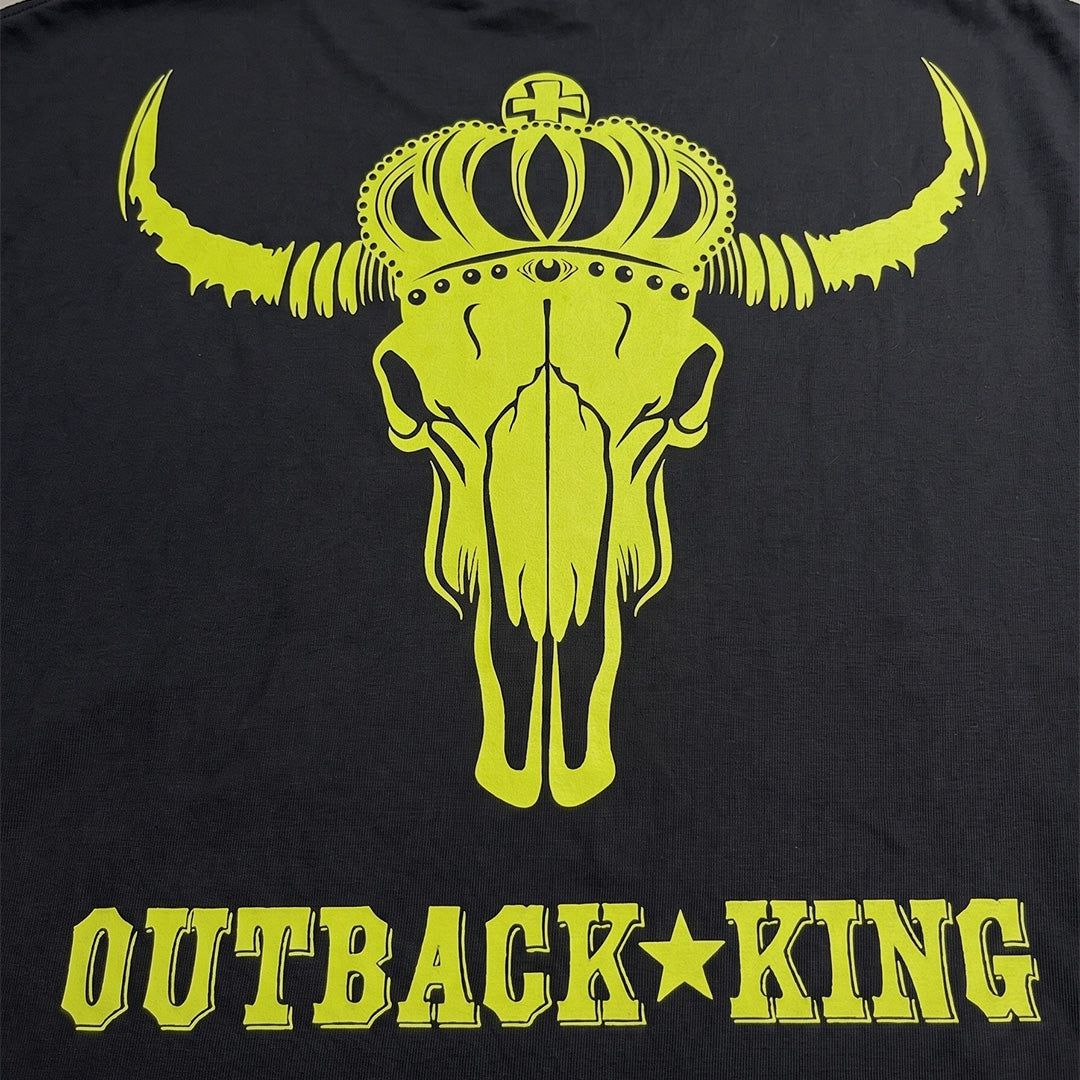 Outback King | Neon Skull King | Western Cowboy Fit T-Shirt | Pitch Black
