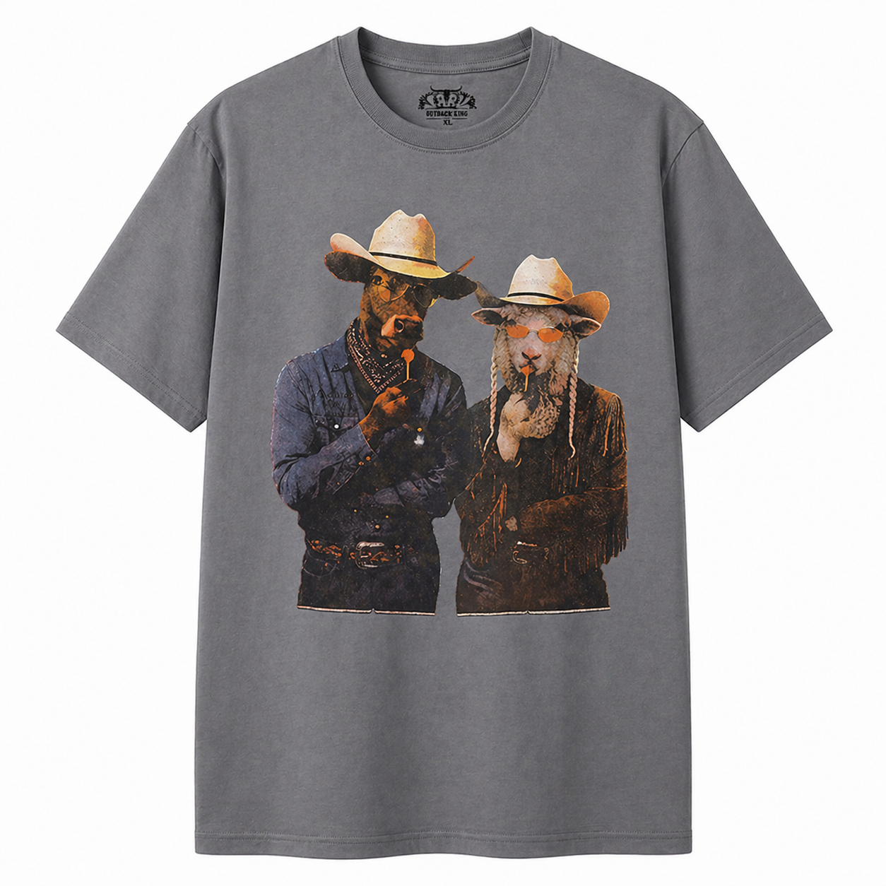 Outback King | Outlaw Duo | Cowboy Fit T-Shirt | Storm Grey